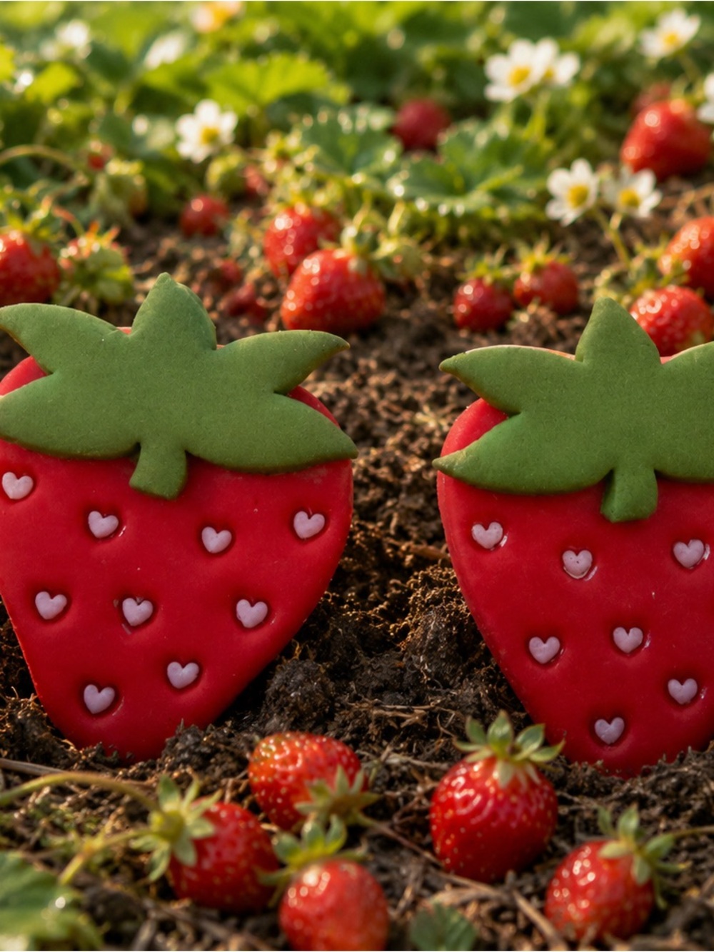 Handcrafted Strawberry Handmade Polymer Clay Earrings - Red & Green